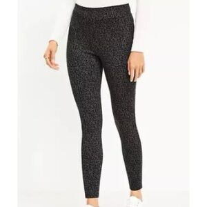 Ann Taylor LOFT Mid Rise Animal Leopard Print Ponte Leggings Pants Gray Black S